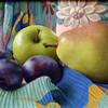 Plums, Apple Pear & Holt Vase
 Oil on Canvas 
 11 x 14